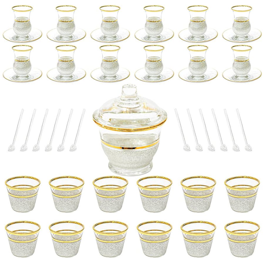 طقم بيالات وفناجين زجاج 50 قطعه