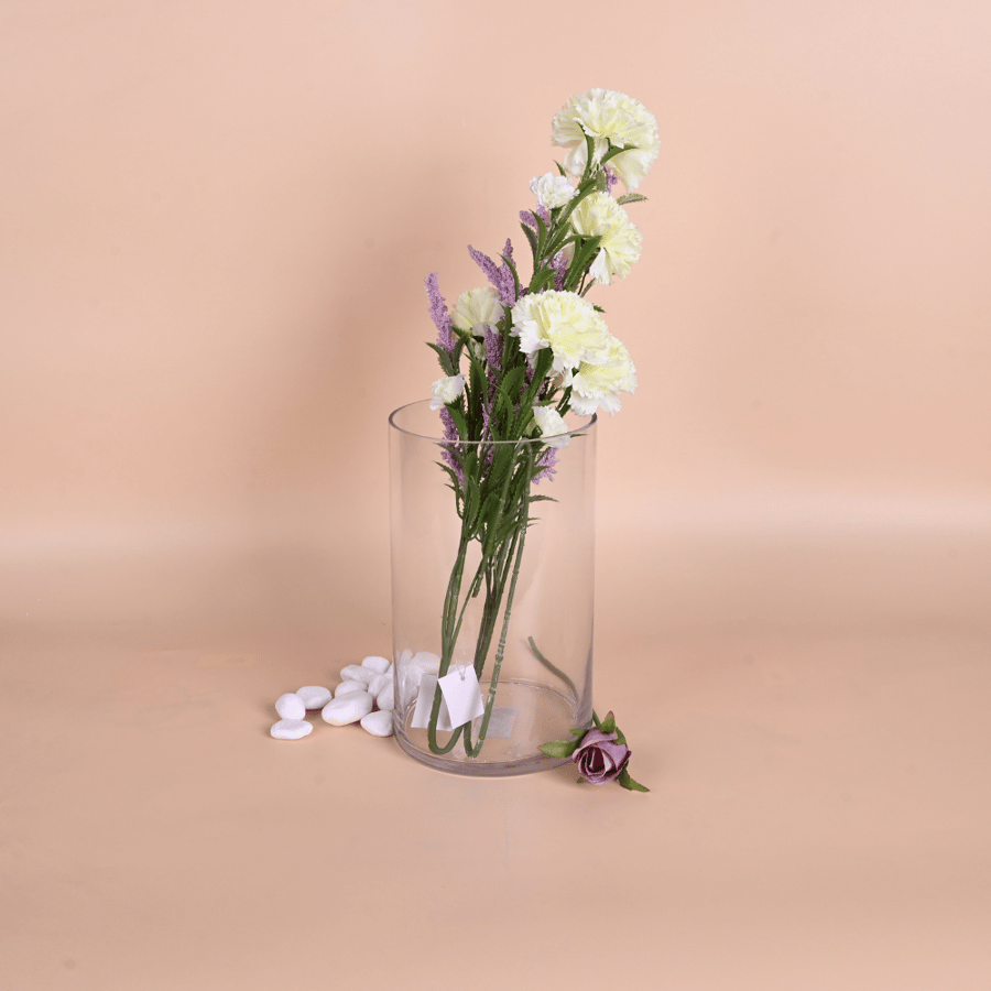 فازة زجاج شفاف اسطواني - طراز د