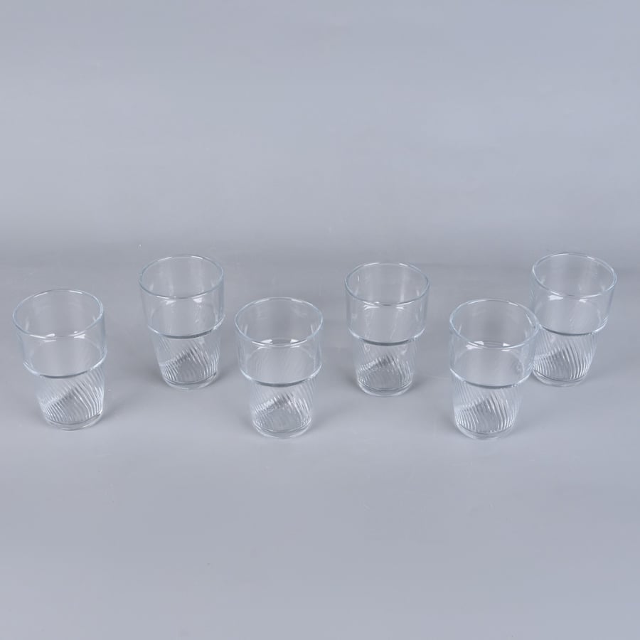 طقم كاسات شاي زجاج شفاف 6 حبة 210 مل - طراز أ