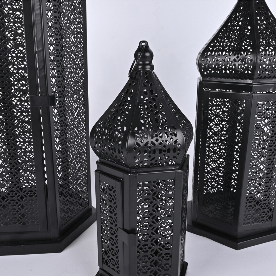 طقم فانوس رمضان شموع 3 حبات  انيق وجذاب - طراز ب