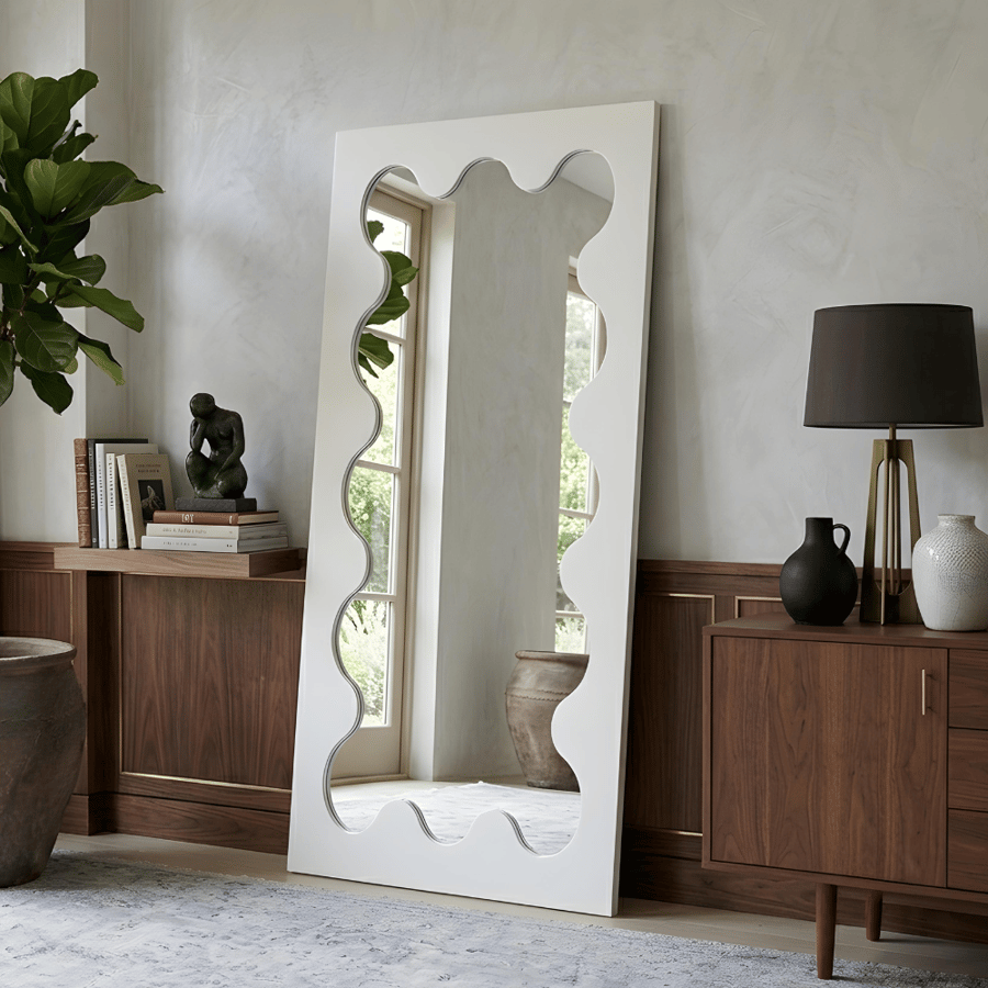 مراية ديكور نولثار مستطيلة 170×85 سم بإطار أبيض فاخر – مرآة كبيرة بتصميم عصري أنيق لغرف المعيشة والمداخل وغرف النوم والديكور الداخلي الحديث