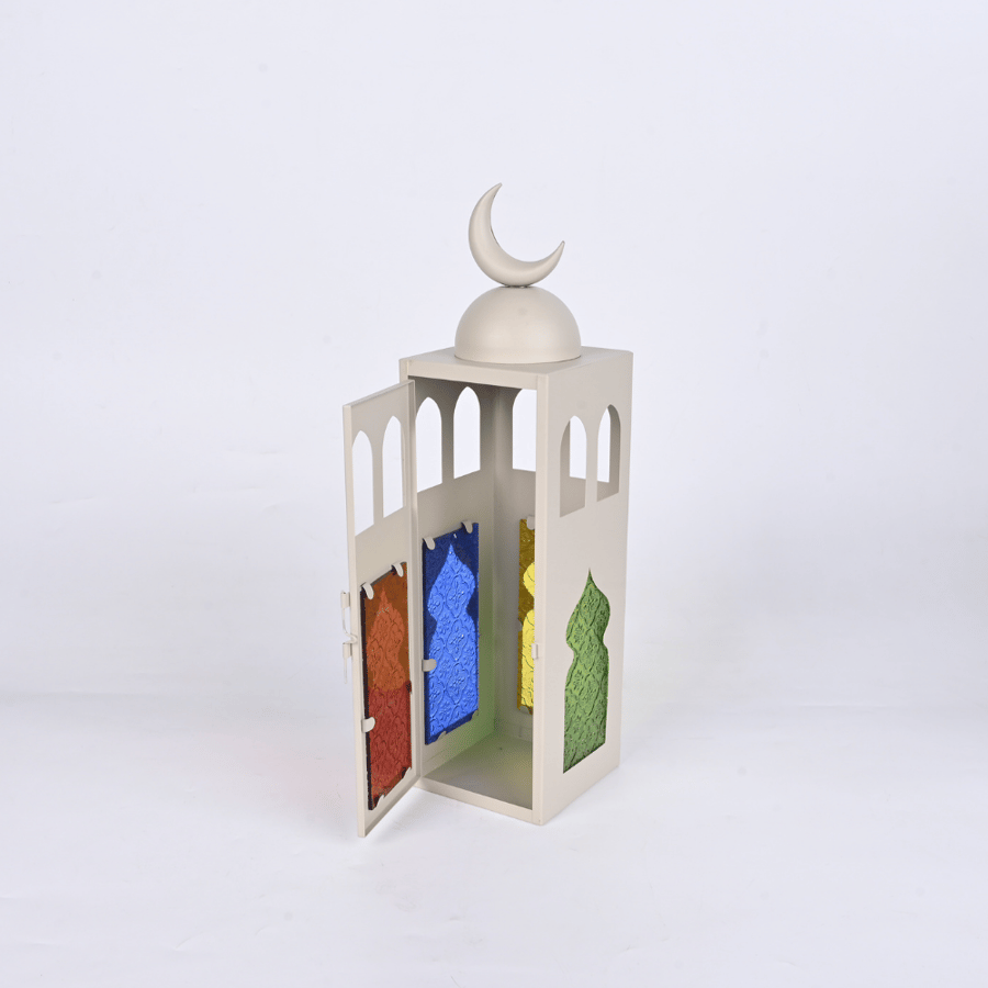 طقم فانوس رمضان شموع ابيض مناسب للديكور الداخلي والخارجي - طراز ب