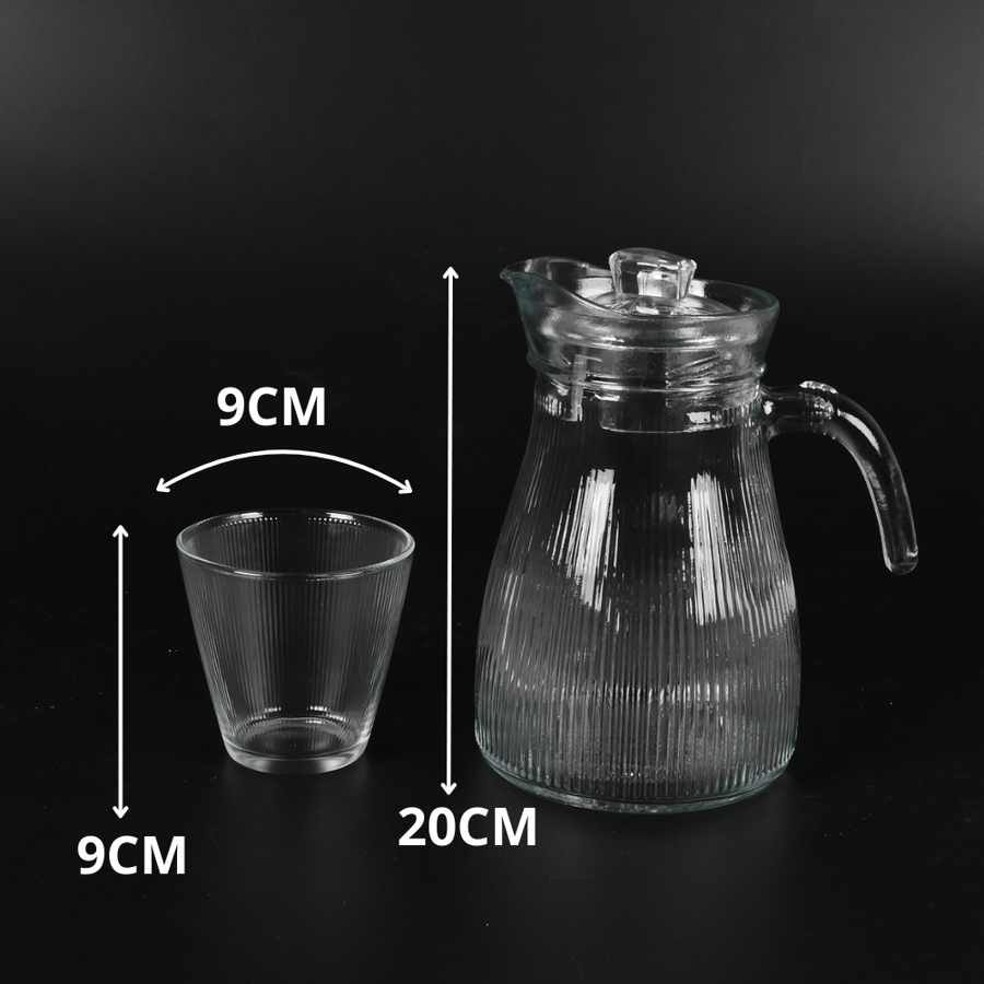 طقم جيك زجاج مع كاسات 5 قطع تصميم راقي - طراز ب