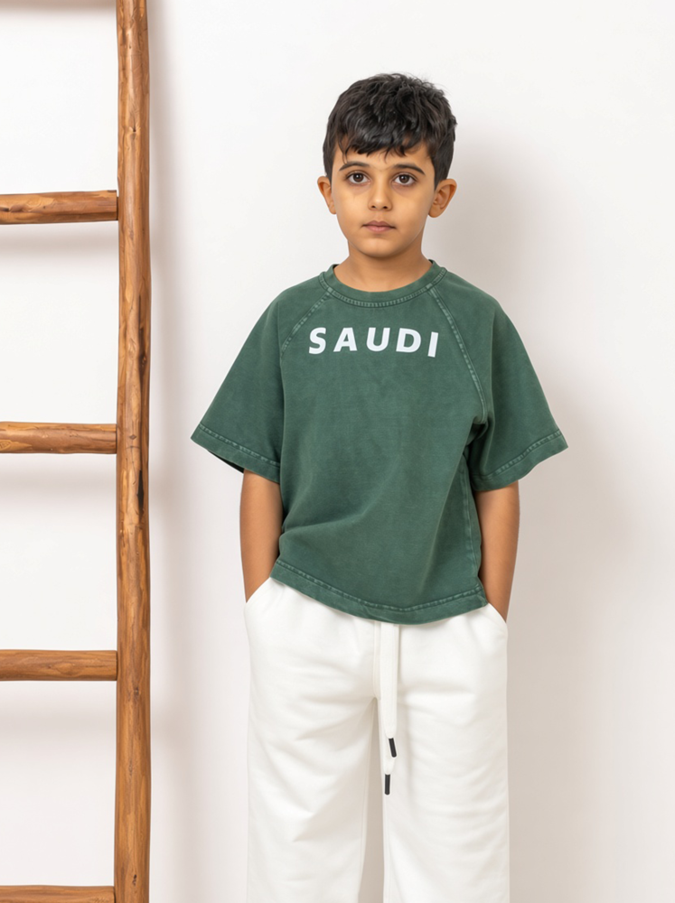 تيشرت سعودي - مغسول أخضر