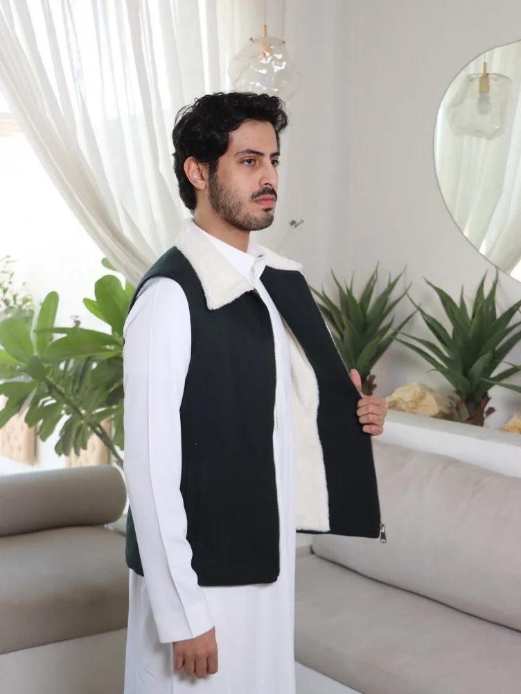 سديري من الدخل فرو لون اسود
