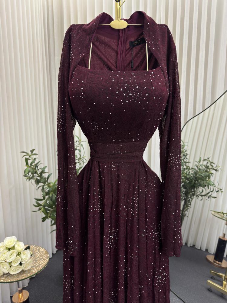 فستان سهرة ناعم لمعه اشترتش