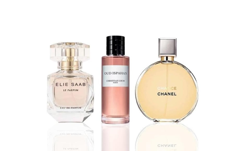 مجموعة عطور عطر شانيل بارفيوم 100 مل عطر عود اصفهان ديور 125مل عطر ايلي صعب 100 مل للجنسين