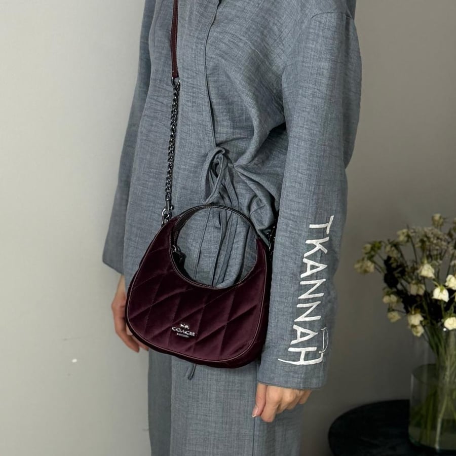 كوتش كامرون فالفيت برجندي ميني Carmen Mini Crossbody Bag