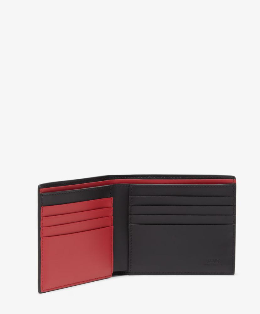 محفظة فندي جلد Fendi Shadow بتفاصيل سجنشر فخمه وعلامه فضيه- اسود/ احمر