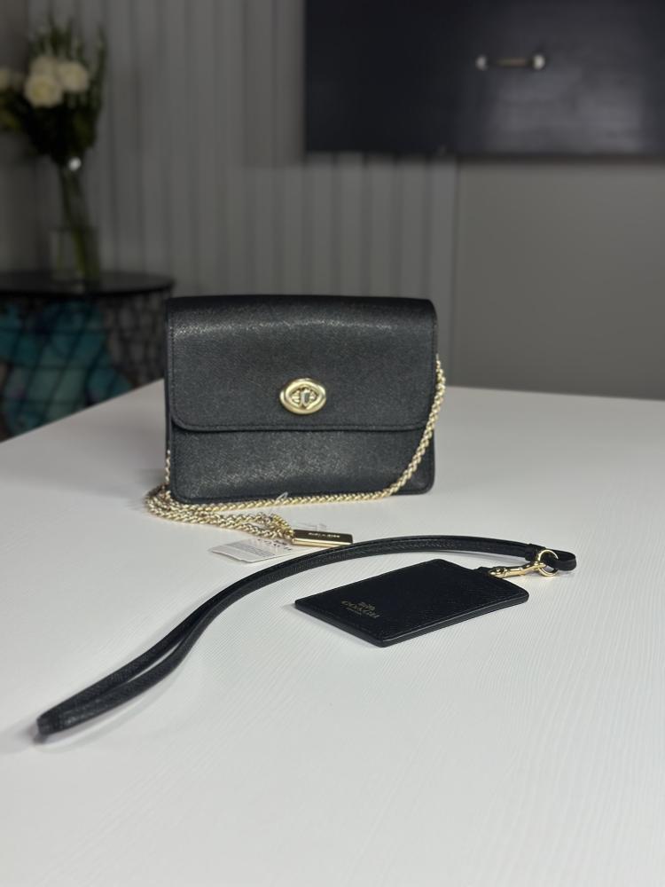 شنطة bowery coach F31387 كوتش بوري كروس بودي كلاسيك مع كارد هولدر - اسود/ ذهبي
