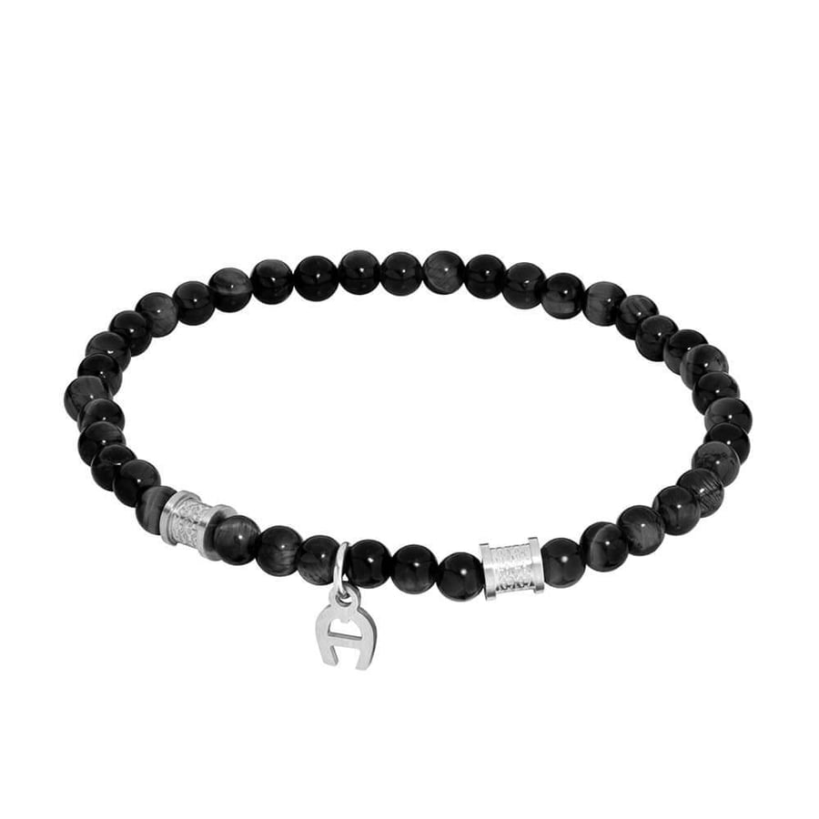 اسوار اجنر المميز اليومي روقيرو اسود بتفاصيل فضيه Ruggero Aigner men bracelet black