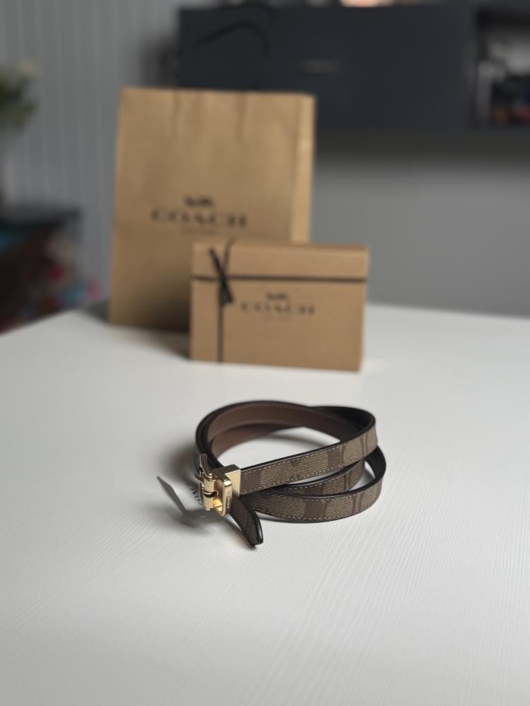 حزام كوتش قلبتين سلم سجنشر مقاس واحد للجميع coach 18mm reversible signature