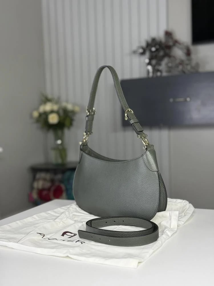 اجنر  شنطة كتف هوبو ديليا Delia S Hobo bag grained cow leather - زيتي