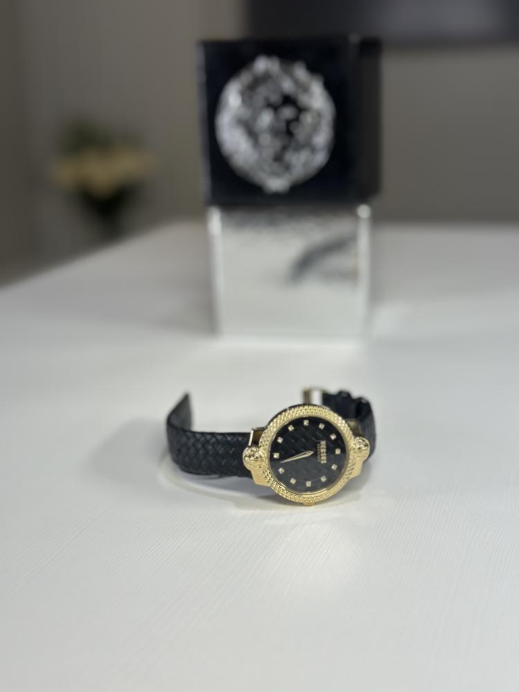 ساعة افرسس فرزاتشي مرصعه بكريستال وجلد اسود متداخل  VSPLK1220 Leather Black Golden- اسود/ ذهبي