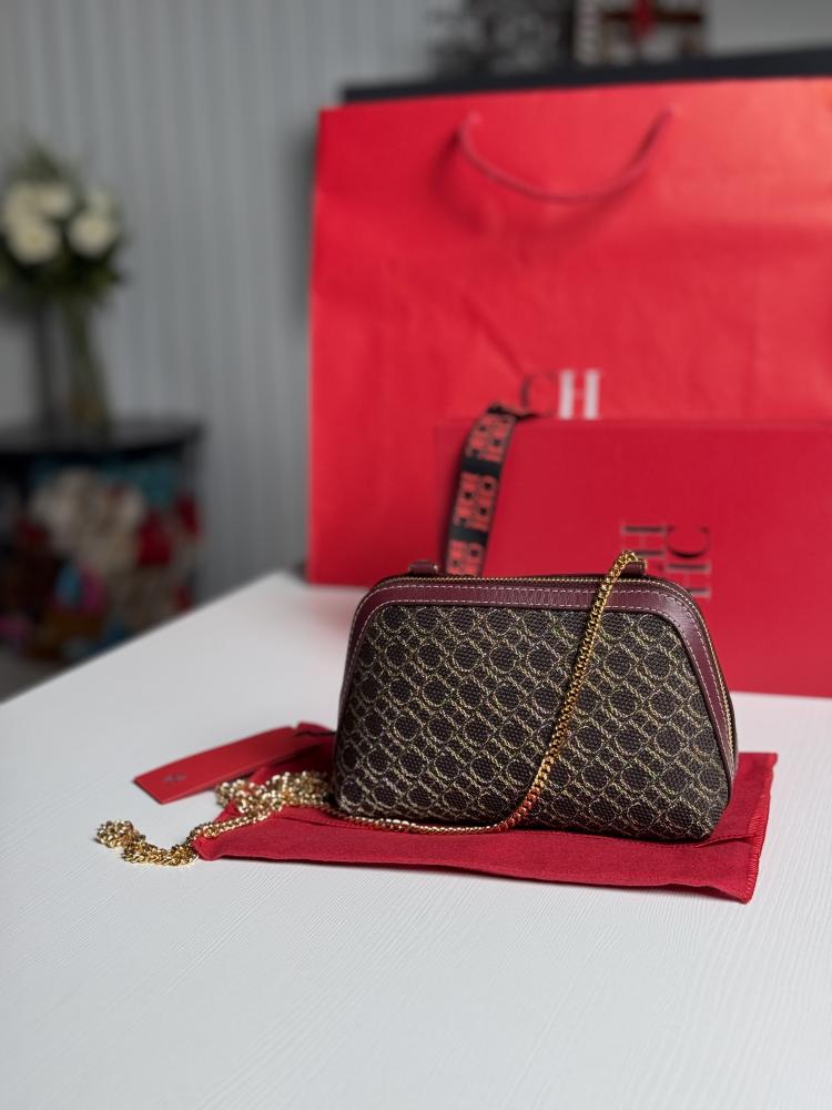 ماتريوشكا كروس بودي كارولينا سجنشر بني غامق وتفاصيل برجندي MATRYOSHKA | CROSSBODY WALLET