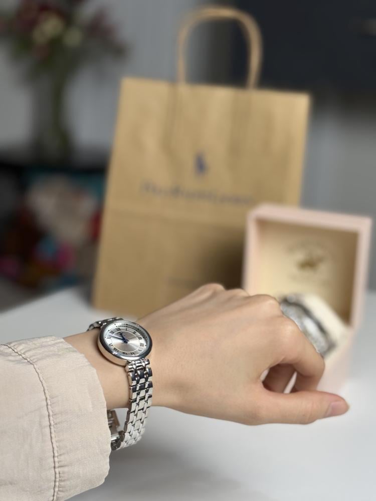 طقم ساعة بولو مع اساور وساعه فضي polo watch set silver bracelets