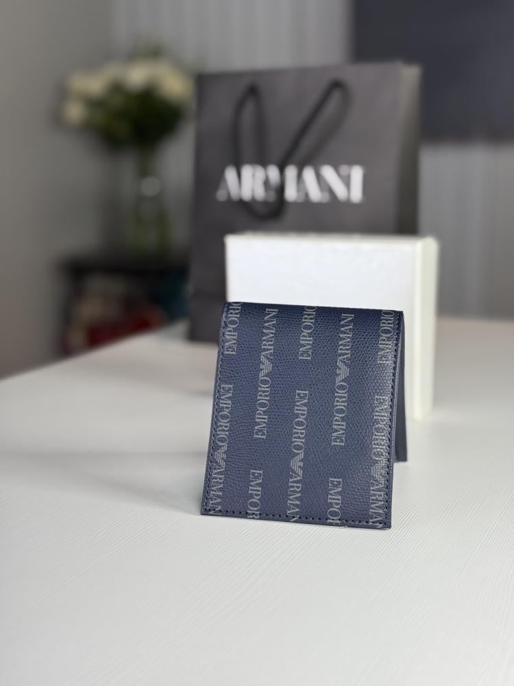 محفظة امبوريو ارماني بشعار ازرق ولوقو الصقر-emporio armani navy signature wallet