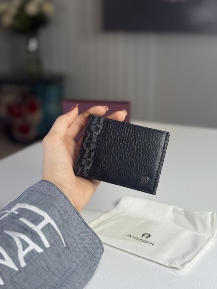 محفظة اجنر سجنشر فولد جلد اسود Aigner man wallet icon