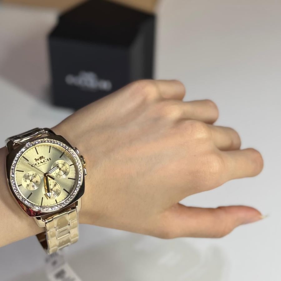 كوتش بويفرند قولد واتش ذهبي coach boyfriend gold watch
