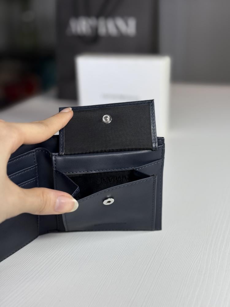 محفظة امبوريو ارماني بشعار ازرق ولوقو الصقر-emporio armani navy signature wallet