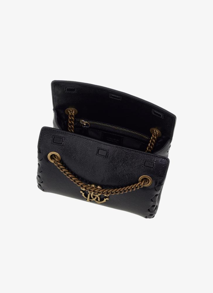 شنطة كتف كفالي بجلد ثعبان OOB00B PZ015 Woman regina bag روجينا - اسود/ ذهبي حاسي