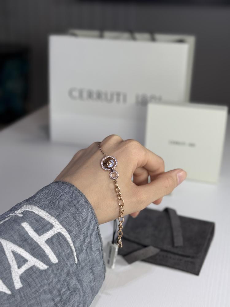 اسوار شيروتي روز قولد مرصع بالاحجار CERRUTI Rose Gold Stainless Steel Bracelet