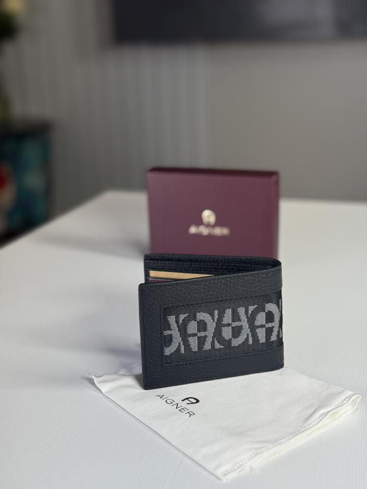 محفظة اجنر سجشر اسود جان بيل jan bill and card case aigner wallet