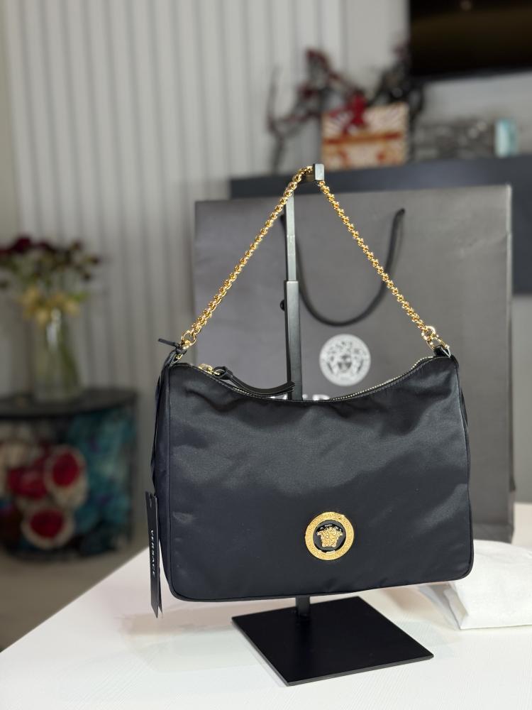 شنطة فيرزاتشي ميديم كتف باللون اسود Nylon Tribute Chain Crossbody Shoulder Bag