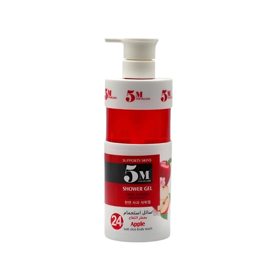 سائل استحمام بعطر التفاح من فايف مليون - 500 مل