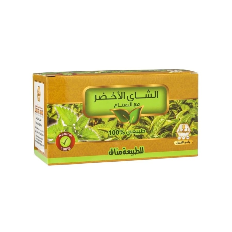 شاي الاخضر مع النعناع طبيعي من وادي النحل -30 كيس