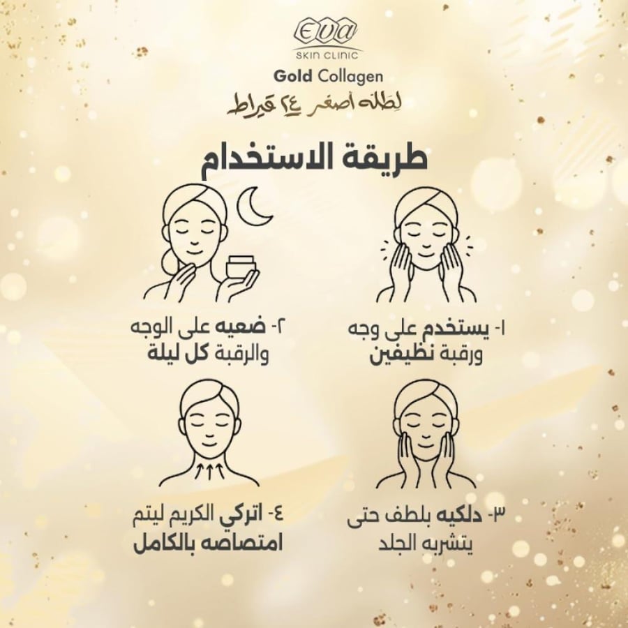 كريم سكين كلينيك للوجه مضاد للتجاعيد بالكولاجين وجزيئات الذهب من ايفا - 50 مل