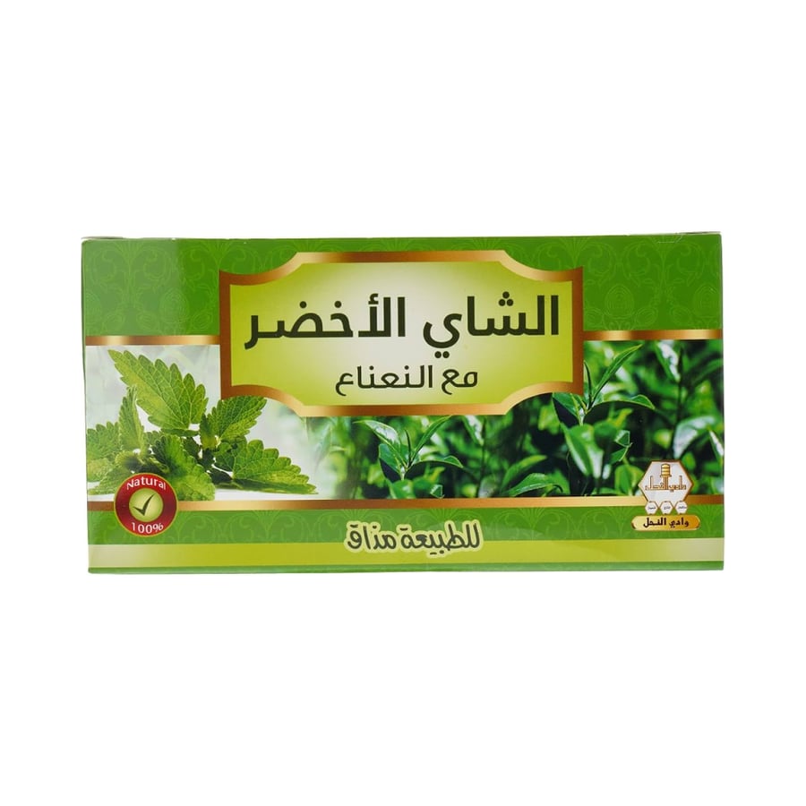 شاي الاخضر مع النعناع طبيعي من وادي النحل -30 كيس