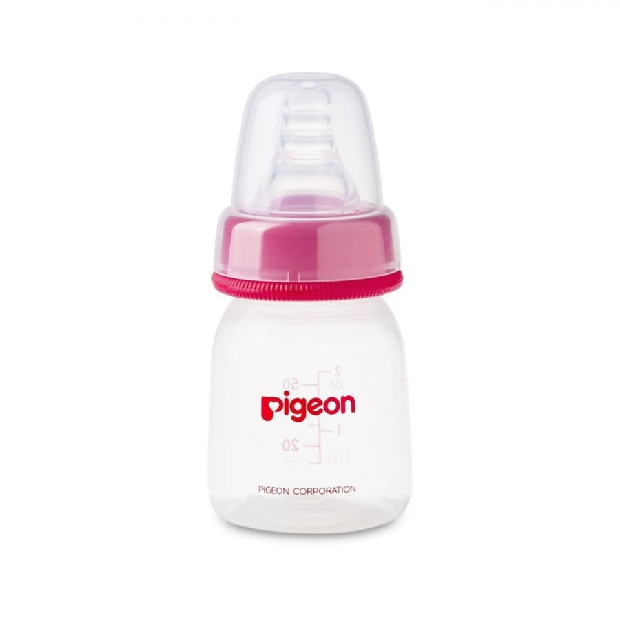 Plastic bottle with transparent cover in several colors from Pigeon, 50 ml