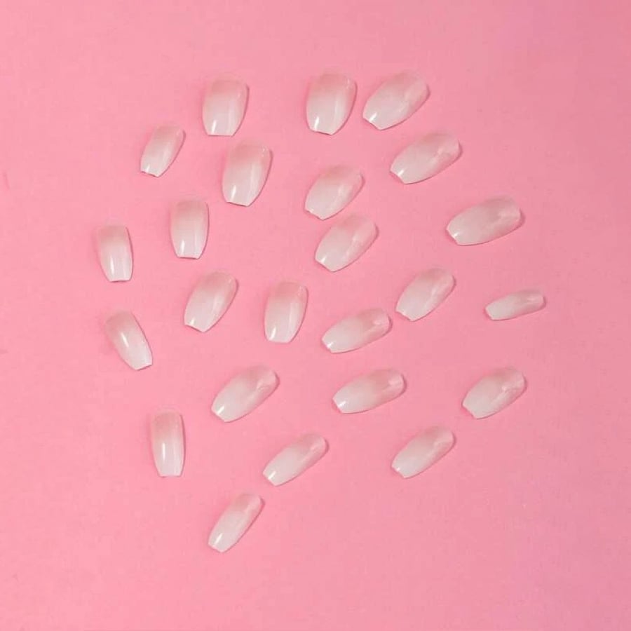 Ombre short casket style fake nails 24pcs