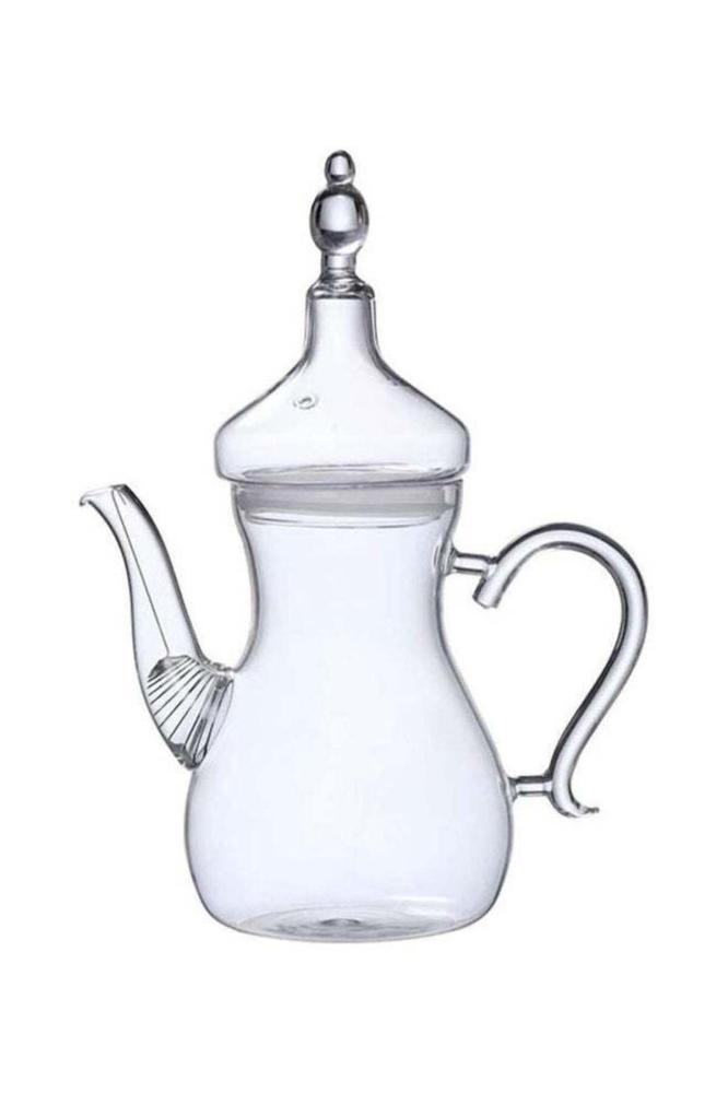Glass teapot resistant to heat made of borosilicate glass, Arabic design, transparent, capacity 1000 ml
