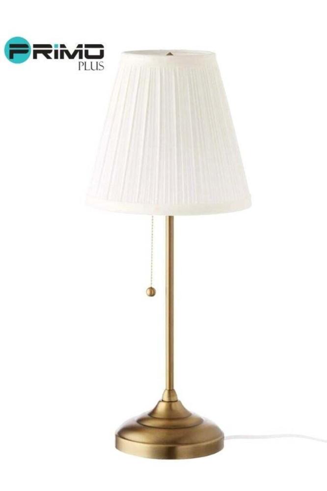Metal table lamp warm lighting 75 watt white/golden 55 cm