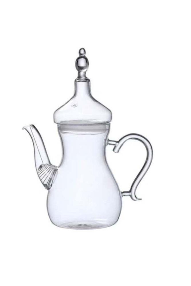 Glass teapot resistant to heat made of borosilicate glass, Arabic design, transparent, capacity 1000 ml