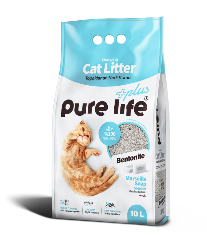 Pure Life Plus Cat Litter with Marseille Soap Scent, 10 Liters