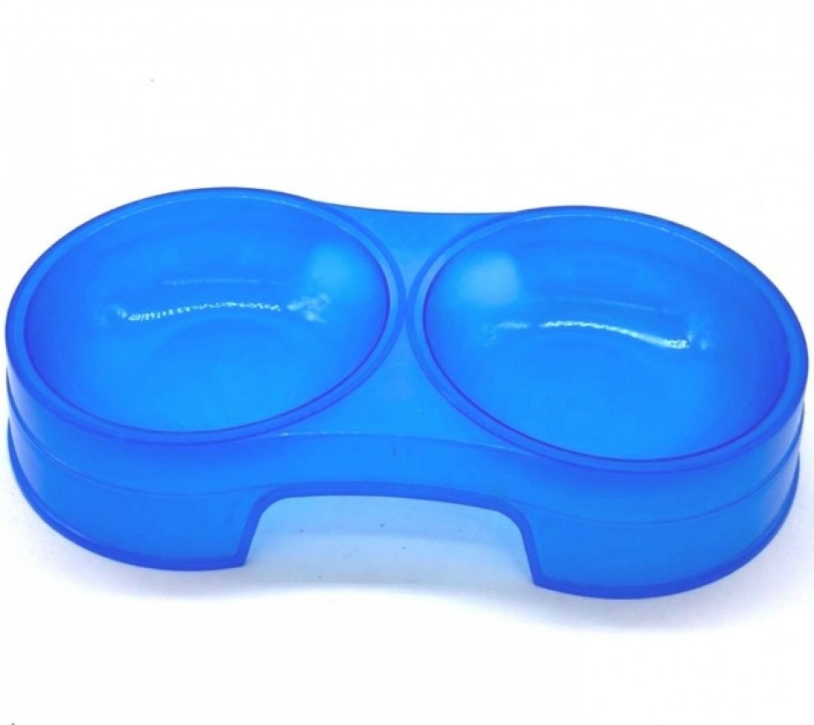 Double plastic cat food bowl