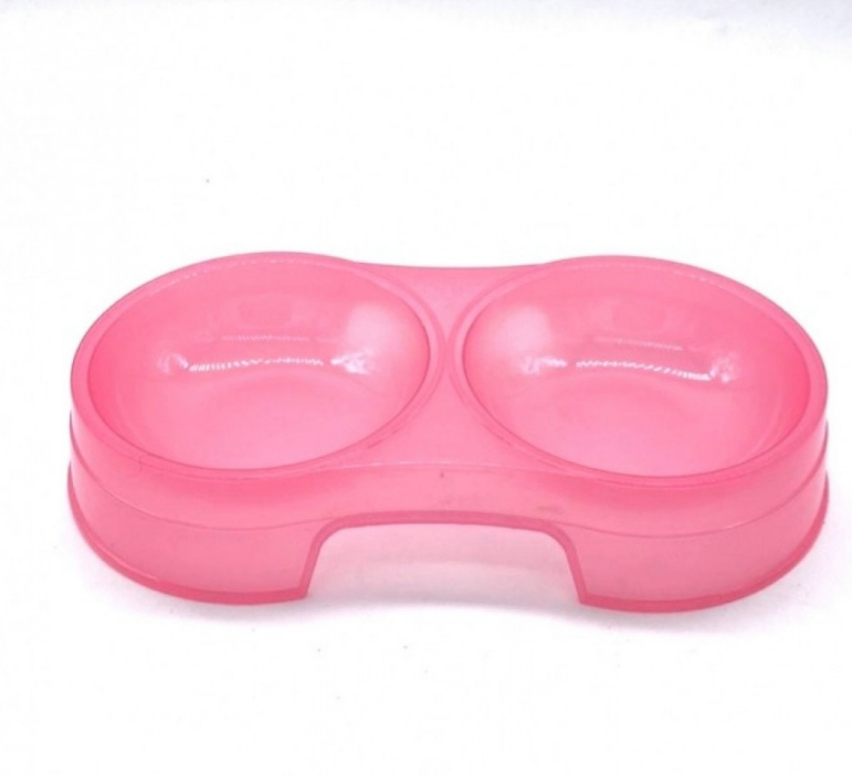 Double plastic cat food bowl