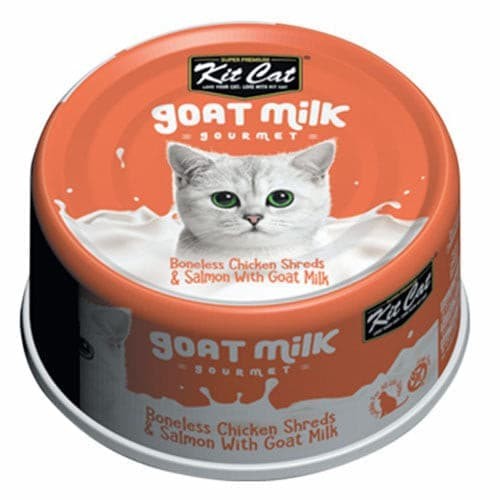 كت كات شرائح الدجاج مع السلمون و حليب الماعز طعام رطب للقطط 70g