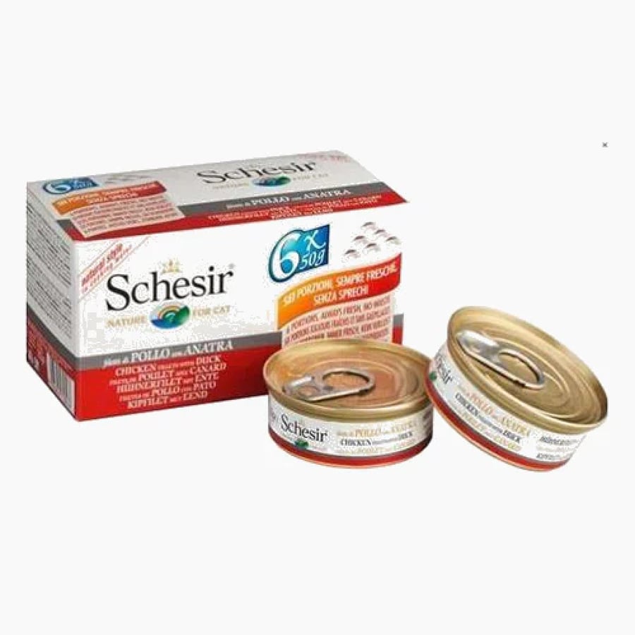 شيزر كرتون معلبات دجاج مع البط في الماء طعام للقطط 6x50g