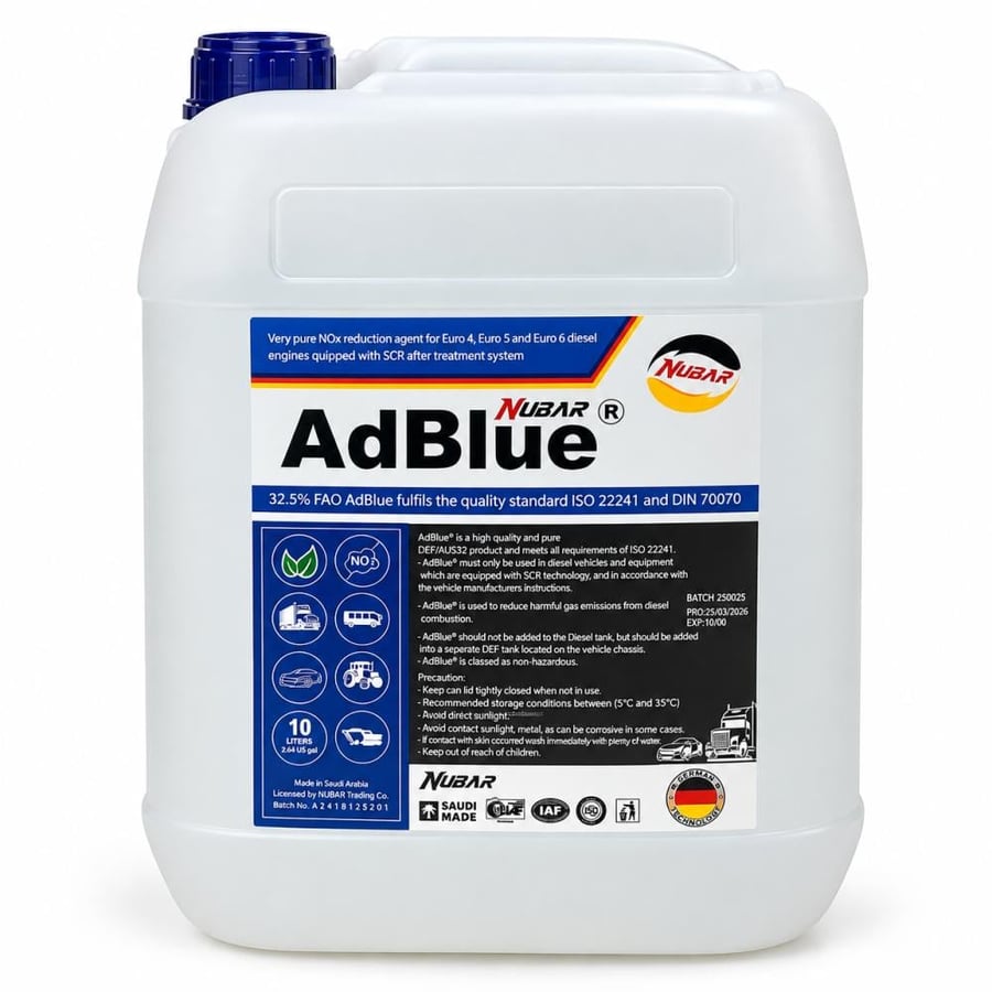 نوبار أدبلو AdBlue سائل معالجة عادم الديزل SCR – 10 لتر صناعة سعودية