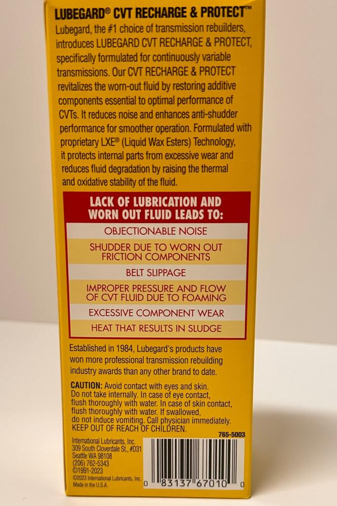 لوب جارد معالج ومحسن أداء قير ال سي في تي 296 مل امريكي LUBEGARD CVT Recharge & Protect