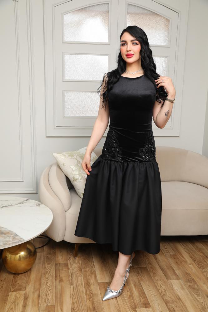 فستان سهرة مخمل أسود