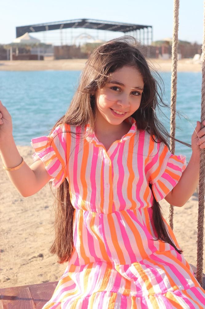 فستان صيفي بناتي مقلم
