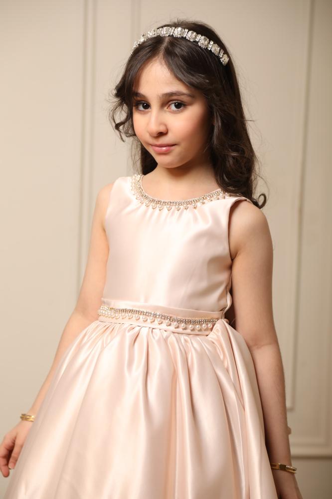 Girls' dress satin pink high low