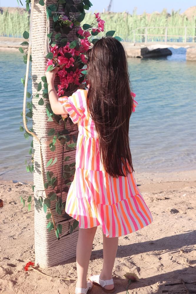فستان صيفي بناتي مقلم