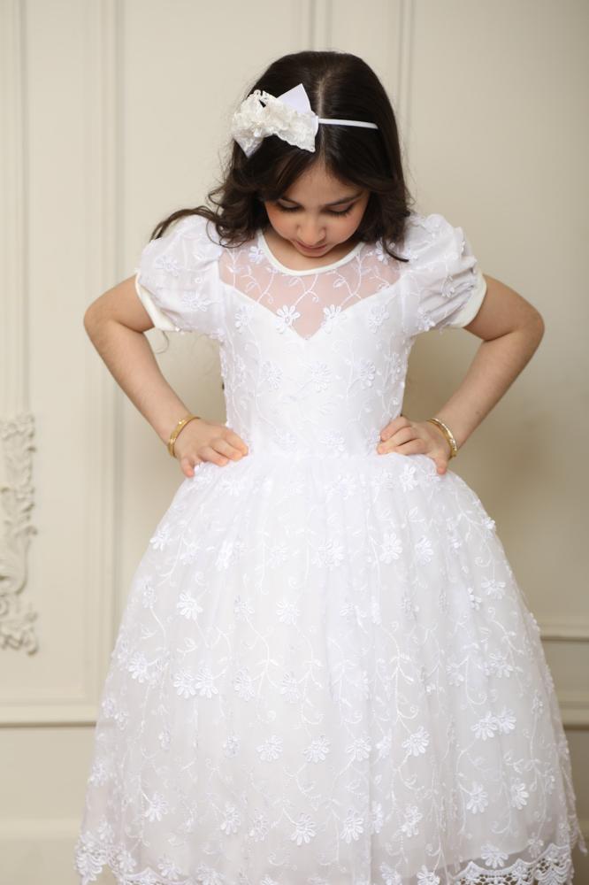 Girls' dress embroidered puffy