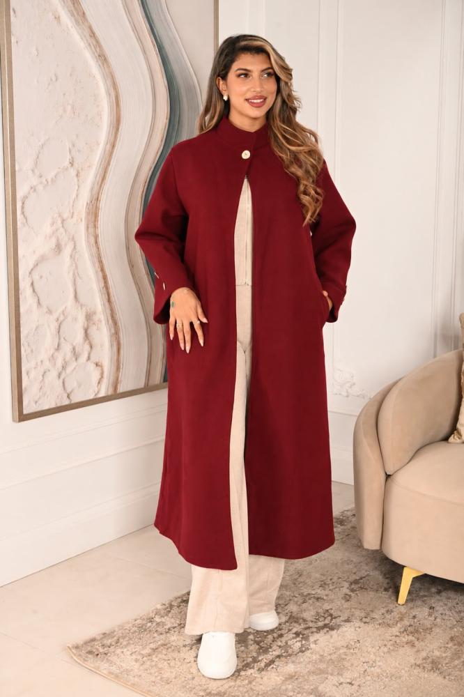 معطف نسائي طويل أنيق بأزرار